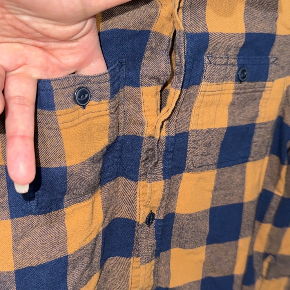 The Children's Place - Navy & Yellow Plaid Button-Down Shirt Size 10/12